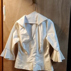 Donna Ricco White 100% Silk Blouse